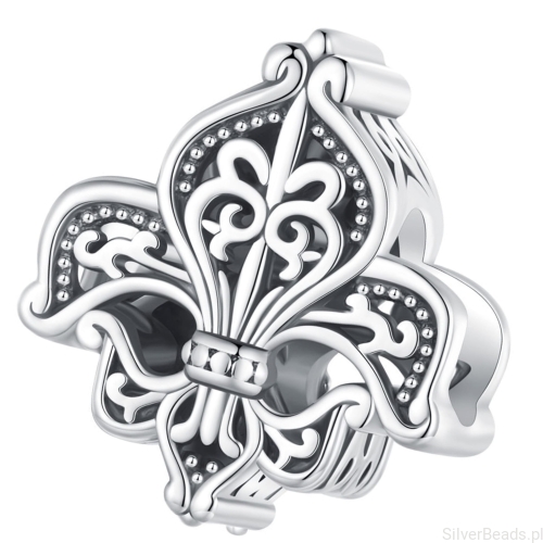 Srebrny koralik charms Lilia vintage