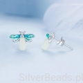 srebrne kolczyki sztyfty robaczki świętojańskie