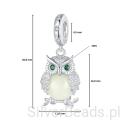 Wielkość zawieszki charms ze srebra próby 925 koralik Sowa świecąca w ciemności