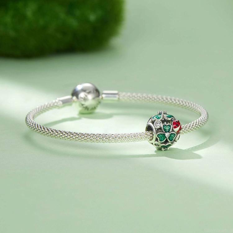 srebrny charms próba 925 Biedronki i koniczynki z kryształami