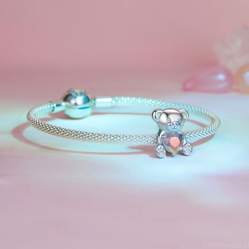 Charms ze srebra próby 925 miś z kolekcji I LOVE YOU