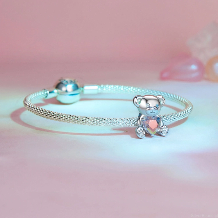 Charms ze srebra próby 925 miś z kolekcji I LOVE YOU
