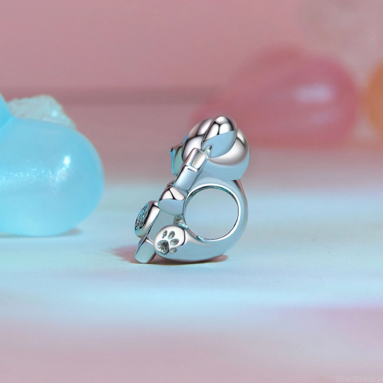 srebrny charms próba 925 miś