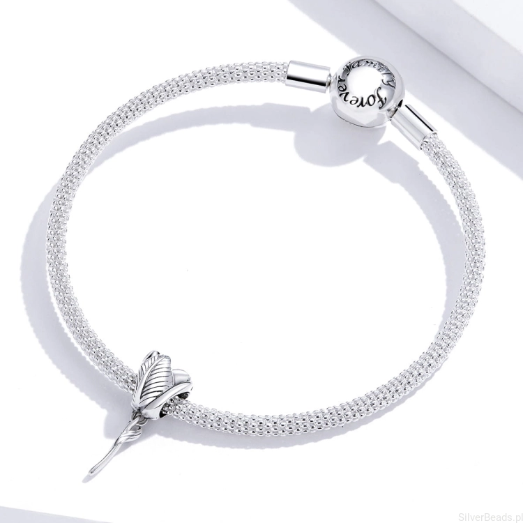 Srebrna bransoletka typu Pandora i charms kwiat tulipan G170