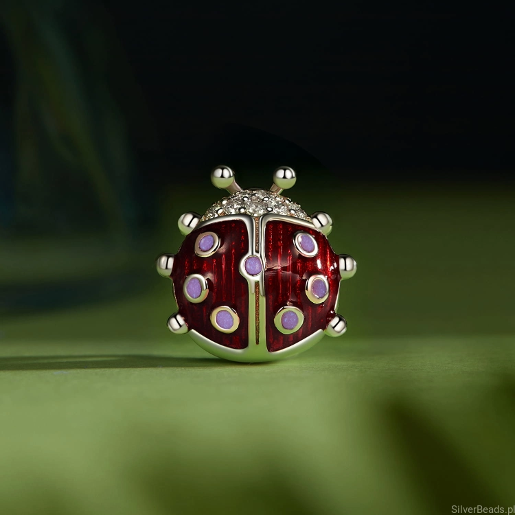 Charms ze srebra próby 925 biedronka w kryształy