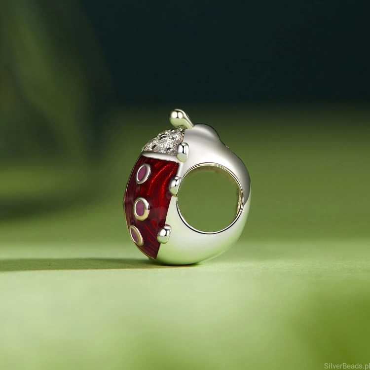 charms koralik ze srebra 925 kryształowa biedronka