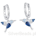 kolczyki koła niebieskie kolibry