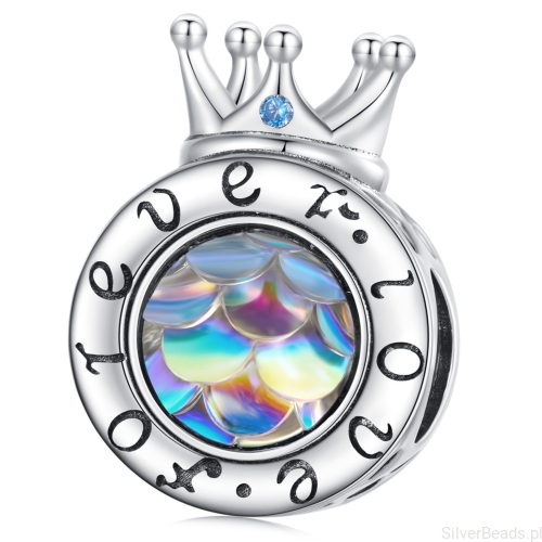 srebrny charms korona