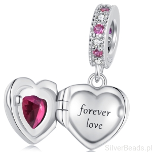 Otwierane serce ,,Forever love" srebrny charms zawieszka beads srebro 925