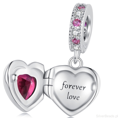 Otwierane serce ,,Forever love" srebrny charms zawieszka beads srebro 925
