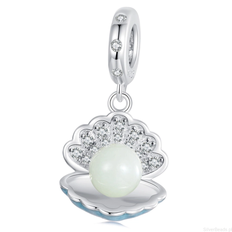 Muszla świecąca w ciemności charms srebrna zawieszka beads