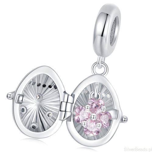 Otwierane jajko Faberge srebrny charms zawieszka beads srebro 925