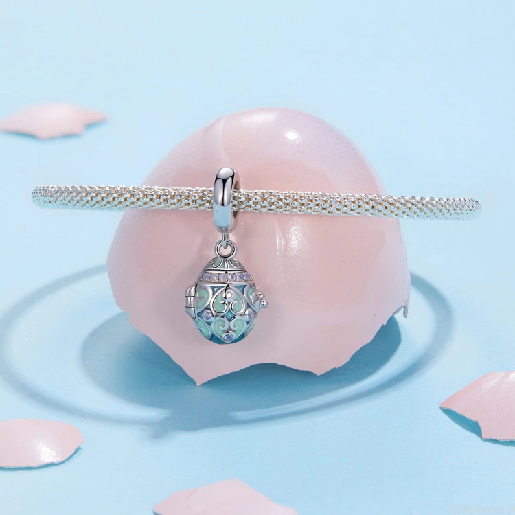 srebrny charms do bransoletki modułowej jajko faberge