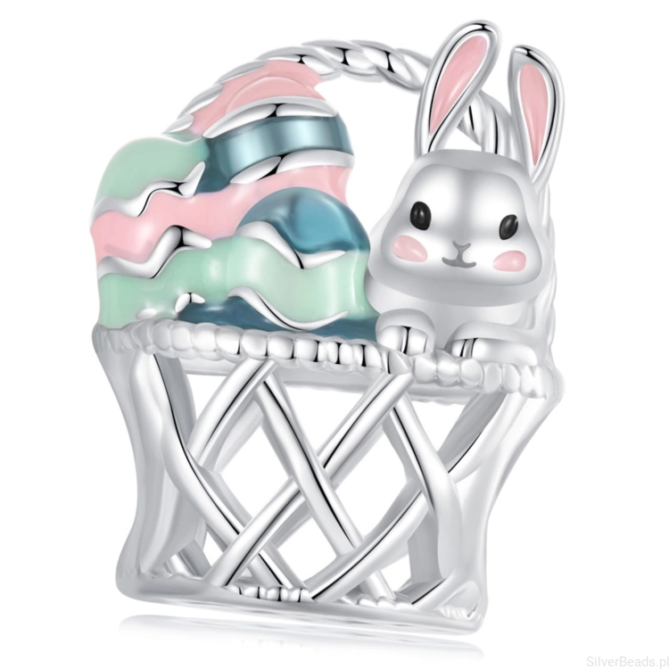 Koszyczek wielkanocny srebrny charms