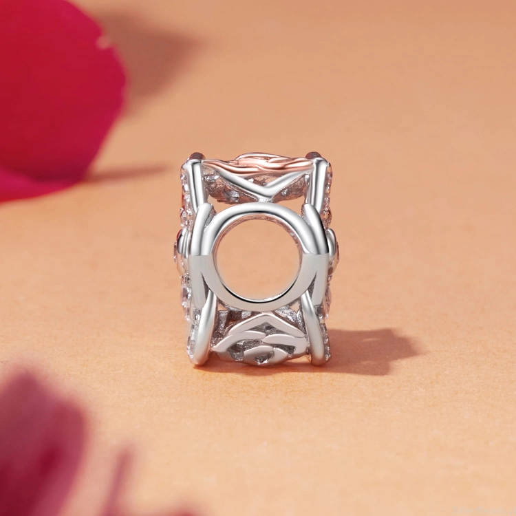 Charms ze srebra próby 925 pozłacany kwiat róży