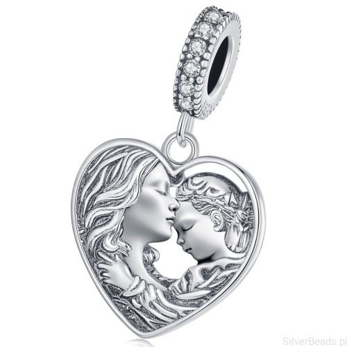 Mama i córka srebrny charms zawieszka srebro 925