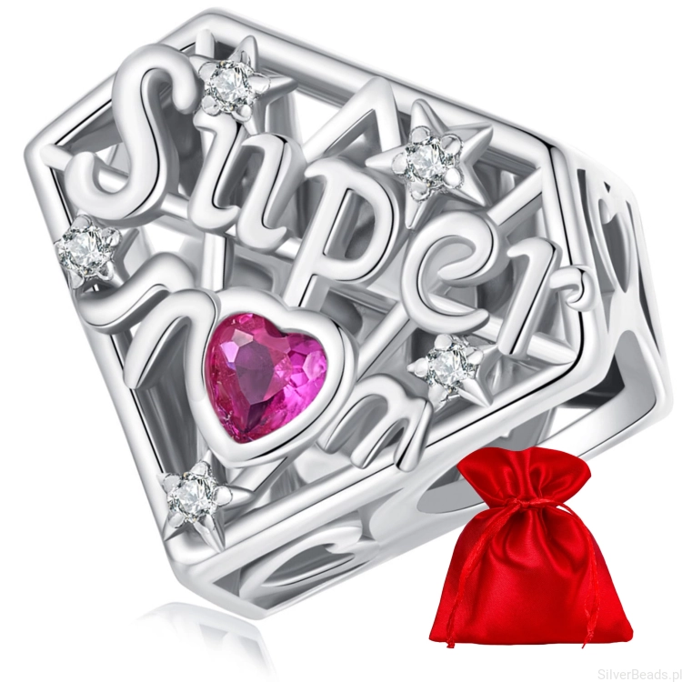 Super mama srebrny charms koralik srebro 925 beads