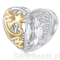 Serce królowa mama koralik srebro 925 pozłacane