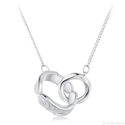 Pierścień ze skrzydeł anioła srebrny naszyjnik z regulacją długości