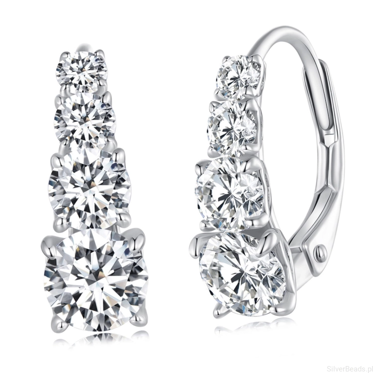 Eleganckie kolczyki Moissanit 0,5 ct srebro 925 bigiel angielski