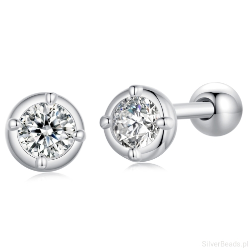 Srebrne kolczyki sztyfty Moissanity 0,1  ct srebro 925
