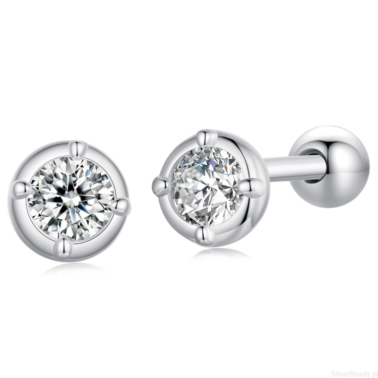 Srebrne kolczyki sztyfty Moissanity 0,1  ct srebro 925