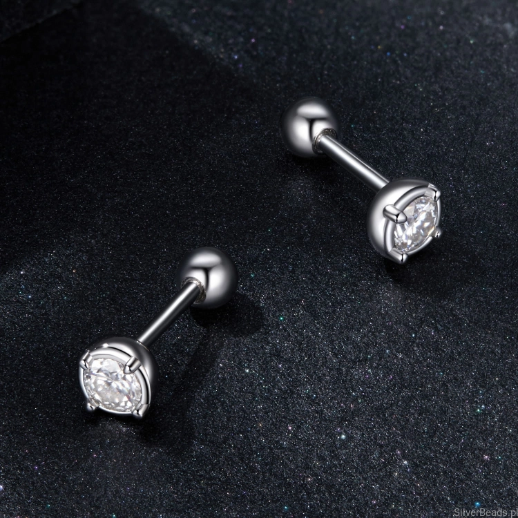 Srebrne kolczyki Moissanity 0,1  ct