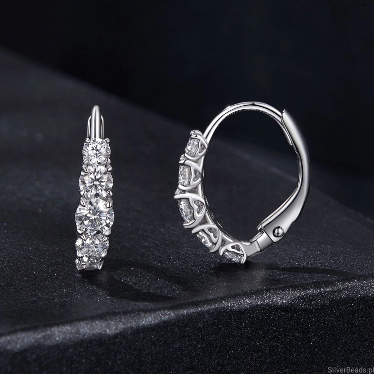Srebrne kolczyki zatrzaski Moissanity 0,2 ct