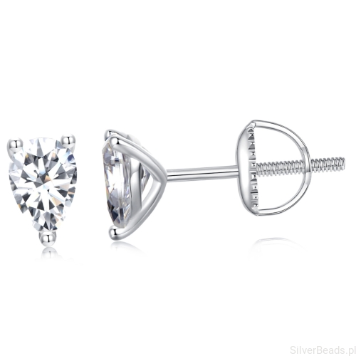 Srebrne łezki kolczyki Moissanity 0,5 ct sztyfty