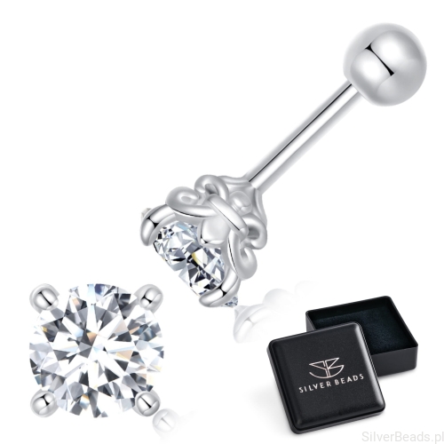 Eleganckie prezentowe pudełeczko gratis do srebrnych kolczyków z Moissanitem 0,5 ct