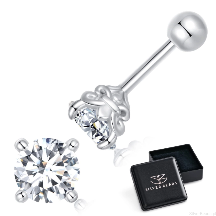Eleganckie prezentowe pudełeczko gratis do srebrnych kolczyków z Moissanitem 0,5 ct