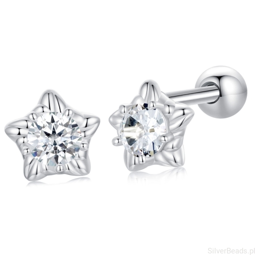 Srebrne kolczyki gwiazdki sztyfty Moissanity 0,15 ct srebro 925