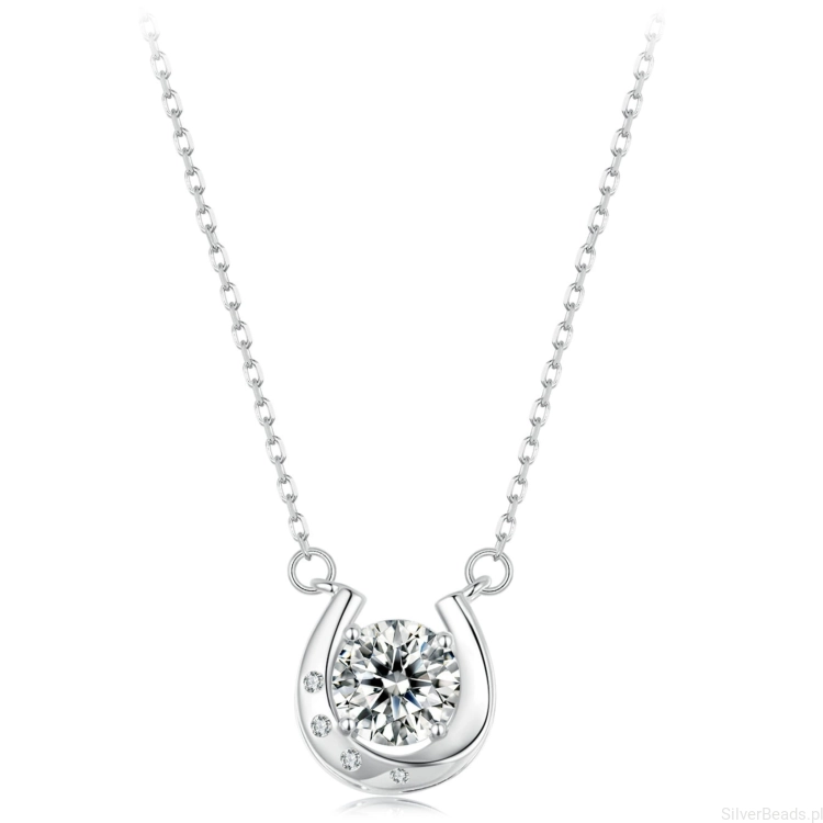 Srebrny naszyjnik szczęsliwa podkowa Moissanit 1,0 ct srebro 925