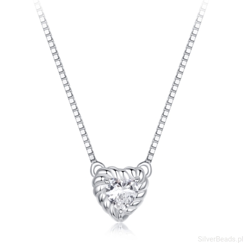 Srebrny naszyjnik serduszko Moissanit 0,3 ct srebro 925