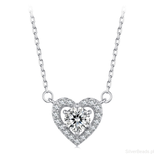 Srebrny naszyjnik serce Moissanit 0,5 ct srebro 925