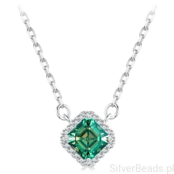 Srebrny naszyjnik zielony Moissanit 0,6 ct srebro 925