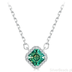 Srebrny naszyjnik zielony Moissanit 0,6 ct srebro 925
