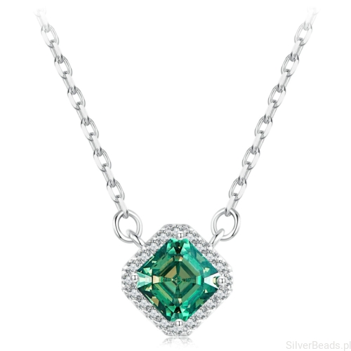 Srebrny naszyjnik zielony Moissanit 0,6 ct srebro 925