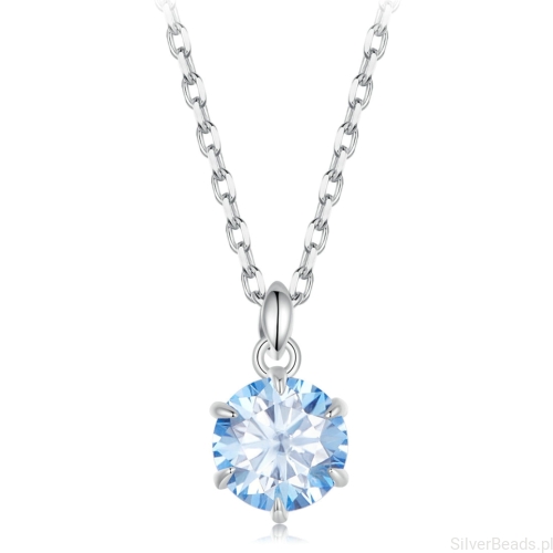 Srebrny naszyjnik niebieski Moissanit 1,0 ct srebro 925