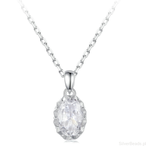 Srebrny naszyjnik owalny Moissanit 1,0 ct srebro 925