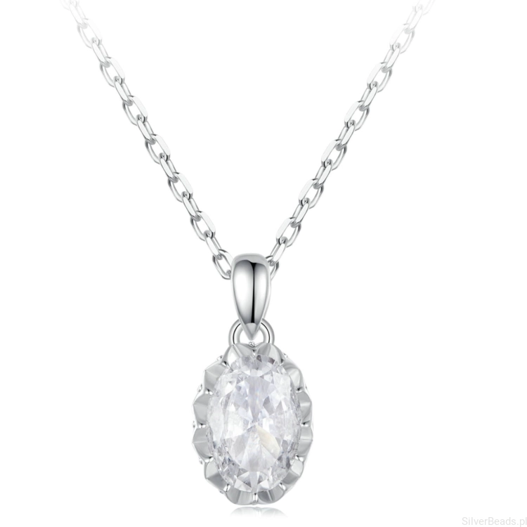 Srebrny naszyjnik owalny Moissanit 1,0 ct srebro 925