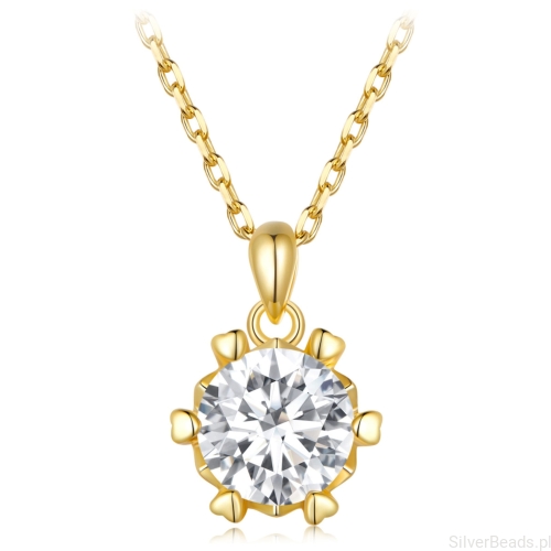 Pozłacany naszyjnik Moissanit 1,0 ct srebro 925 regulacja