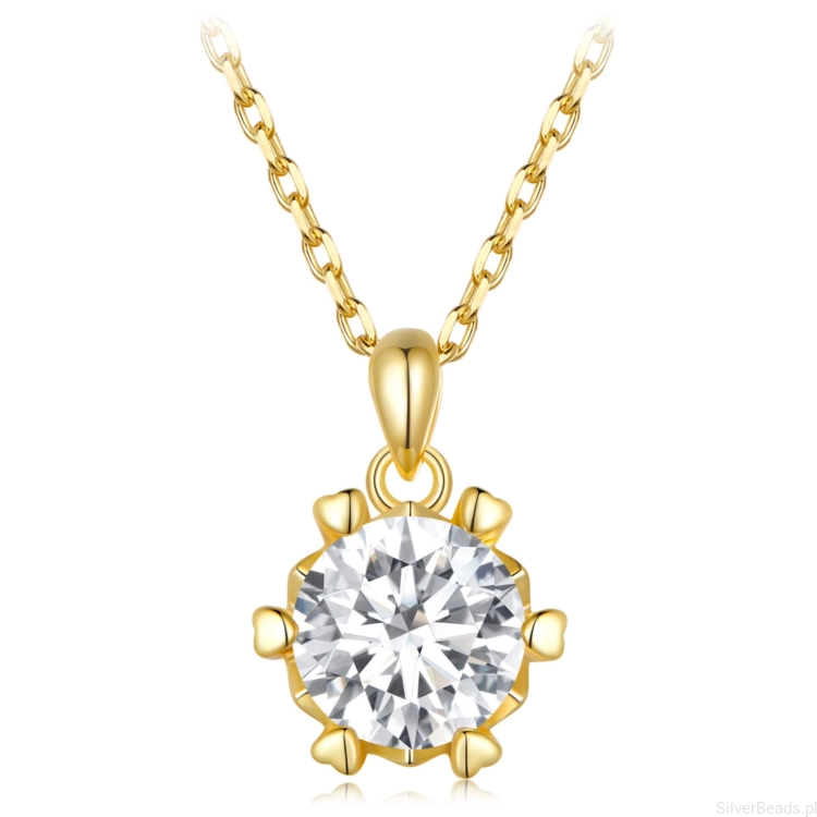 Pozłacany naszyjnik Moissanit 1,0 ct srebro 925 regulacja