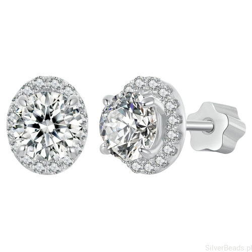 Srebrne kolczyki sztyfty zakręcane gwiazdką Moissanity 0,5 ct srebro 925