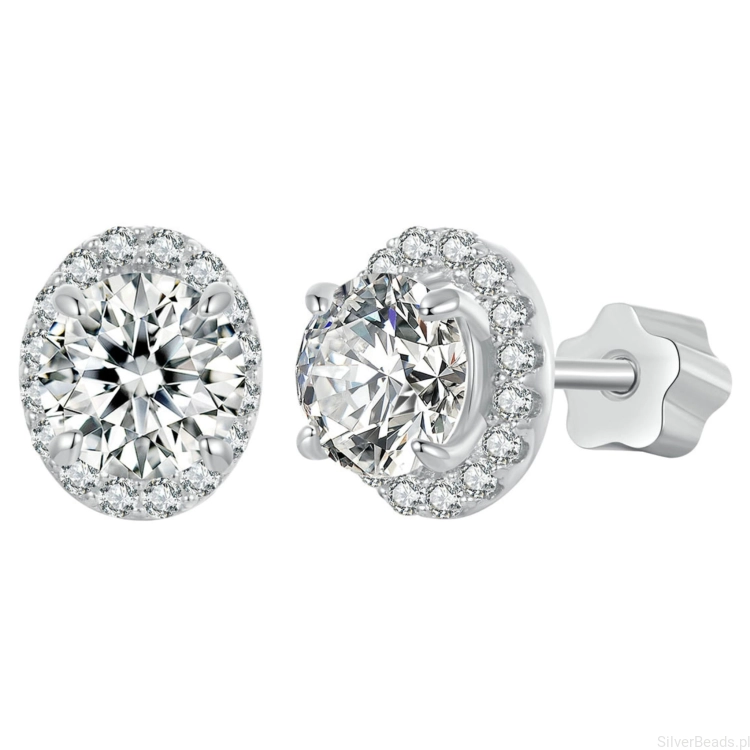 Srebrne kolczyki sztyfty zakręcane gwiazdką Moissanity 0,5 ct srebro 925