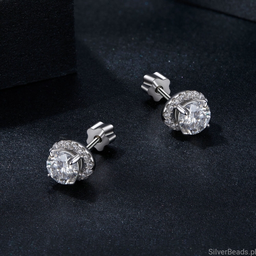 Srebrne kolczyki Moissanity 0,5 ct srebro 925