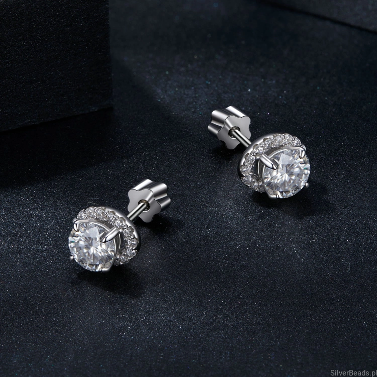 Srebrne kolczyki Moissanity 0,5 ct srebro 925