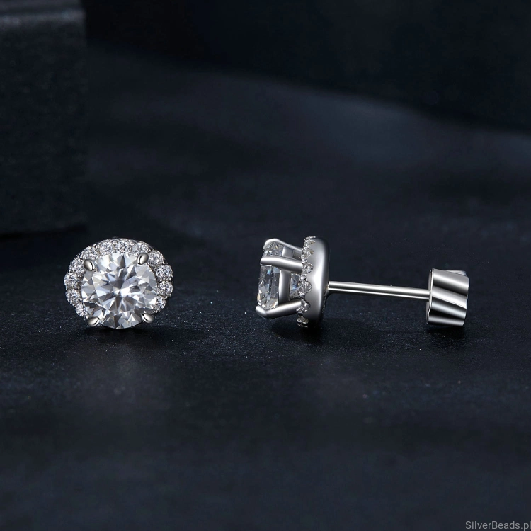 kolczyki sztyfty  Moissanity 0,5 ct srebro 925