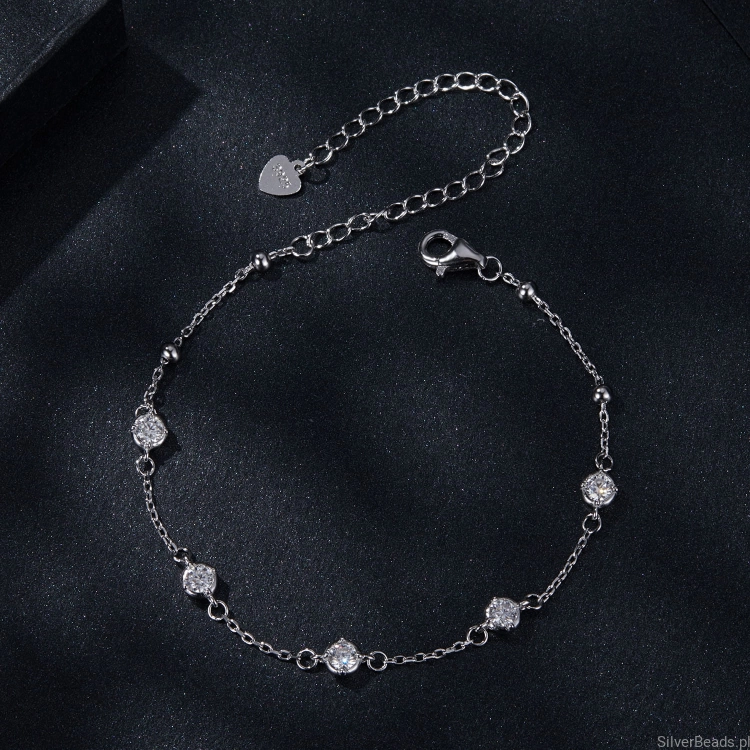 srebrna bransoletka z Moissanitami 0,1 ct