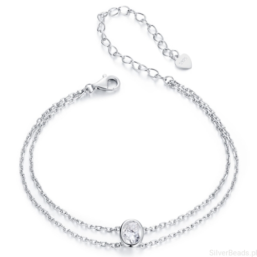 Podwójna bransoletka Moissanit 6,5 x 6,5 mm 1 ct srebrna